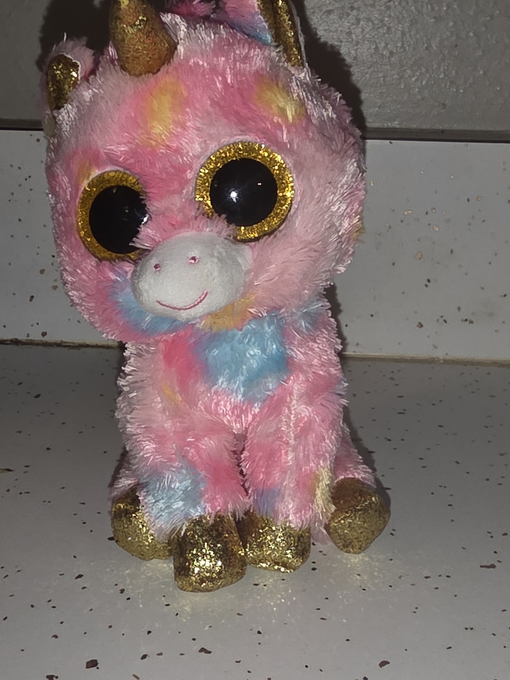 Ty Pink Multicolor Plush Unicorn with Gold Accents 2021 Fantasia No Tags